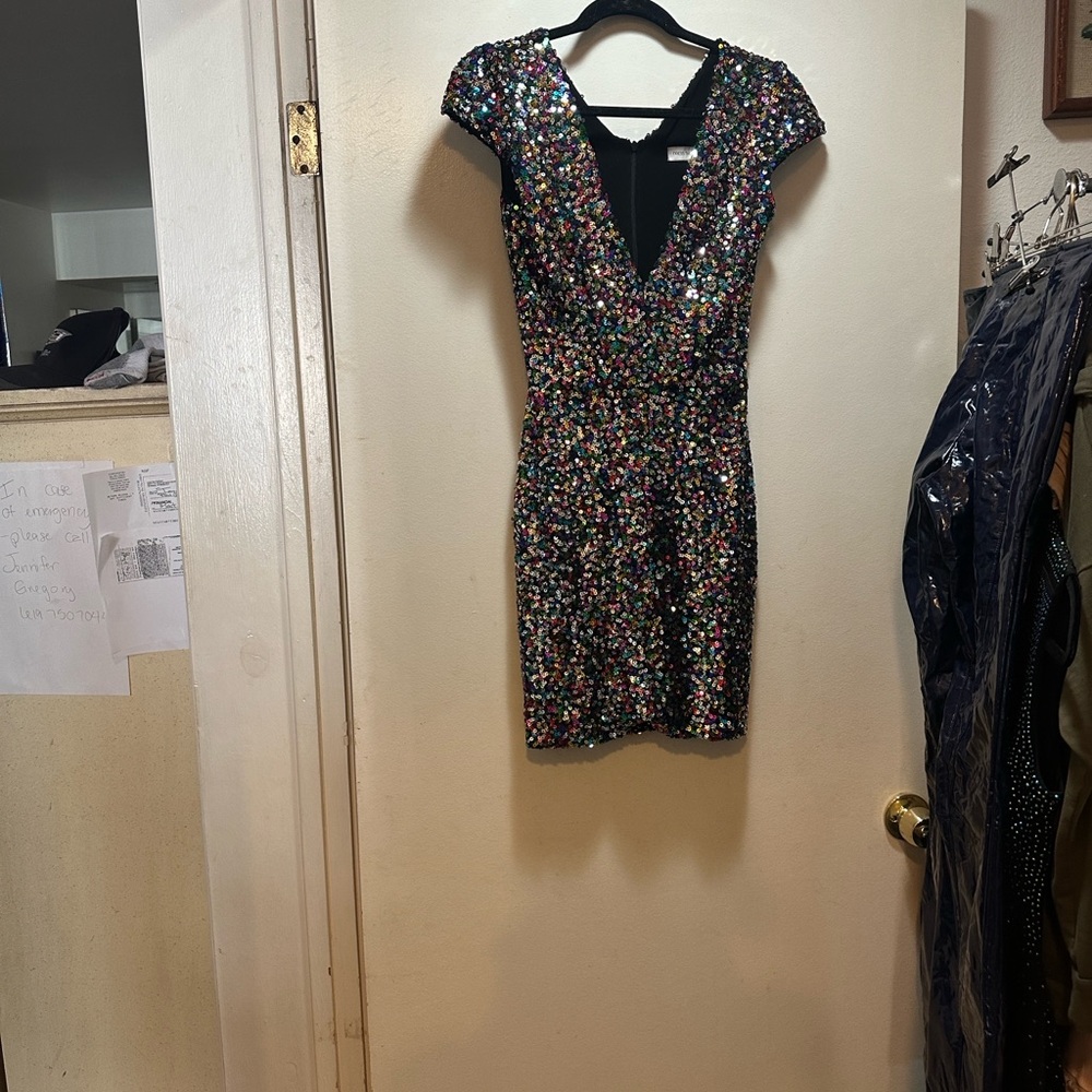 Dress the Population Multicolor Sequin Mini Dress